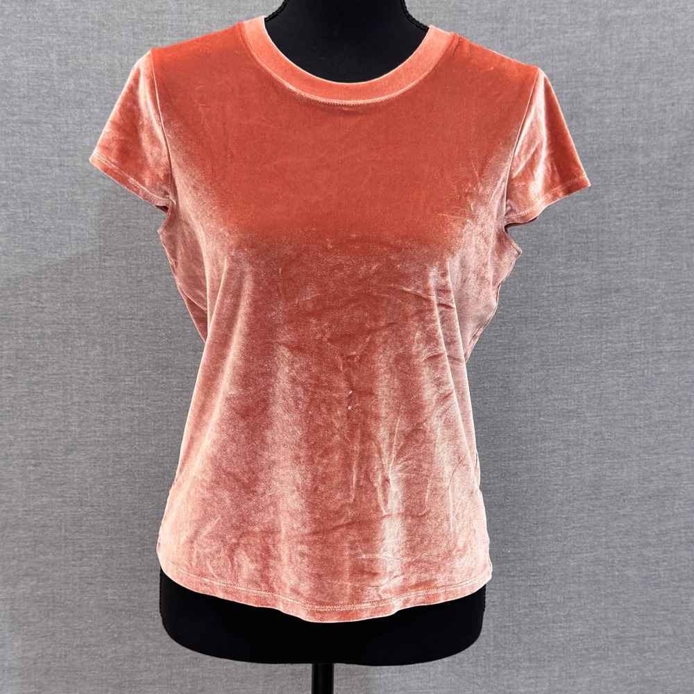 Madewell Womens Velvet Short Sleeve Crewneck Tee Terracotta Salmon Small